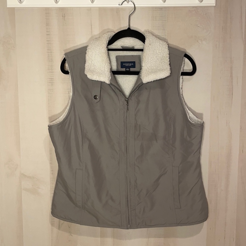 Sonoma Gray Fleece SHERPA VEST Size Large